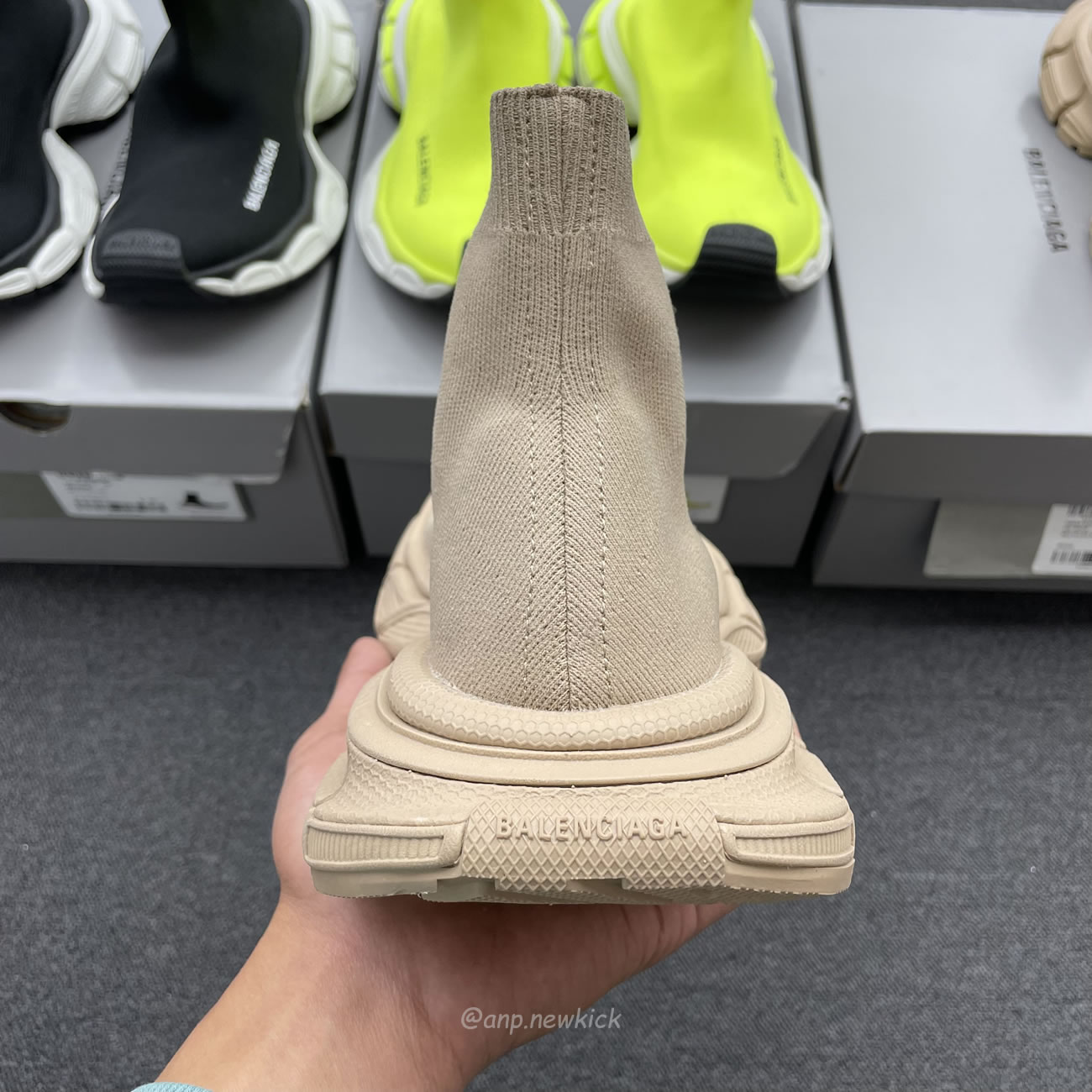 Balenciaga 3xl Sock Recycled Knit Sneakers Black White Fluo Yellow Beige (10) - newkick.vip